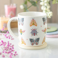 Ceramic Mug, Floral Bug Print Mug