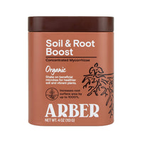 Soil and Root Boost is a form of organic plant food for houseplants, shown in an orange box.