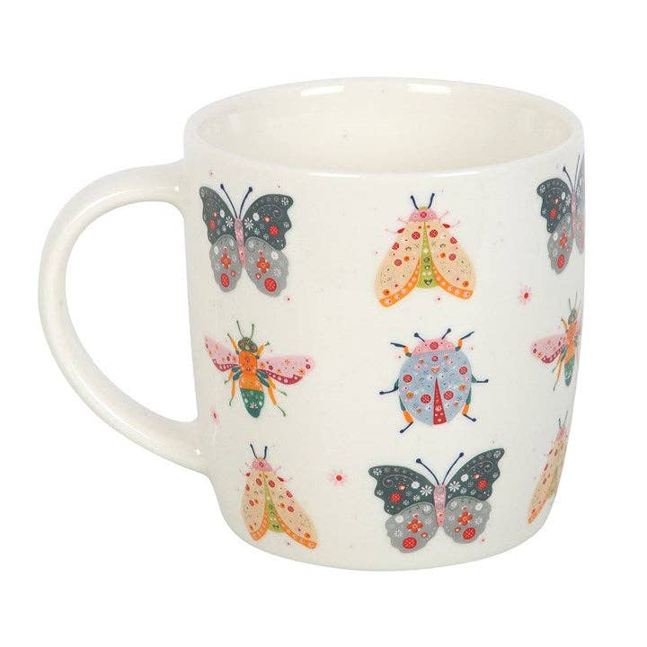 Ceramic Mug, Floral Bug Print Mug