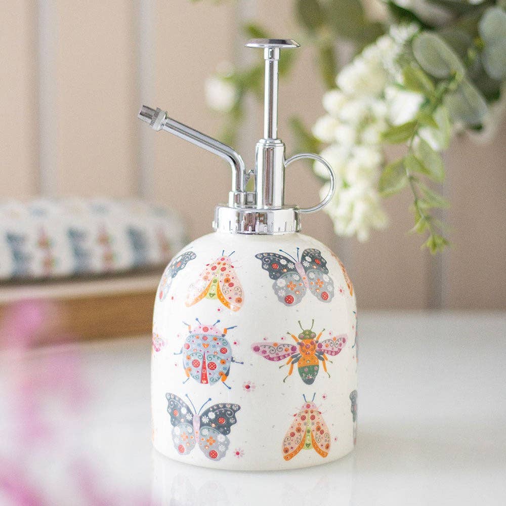 Ceramic Plant Mister, Floral Bug Print