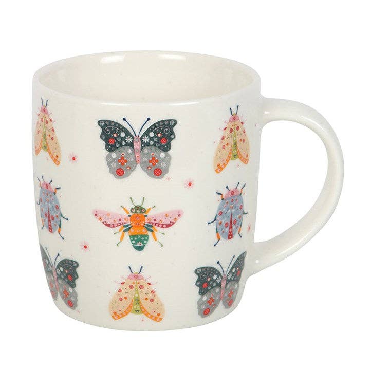 Ceramic Mug, Floral Bug Print Mug